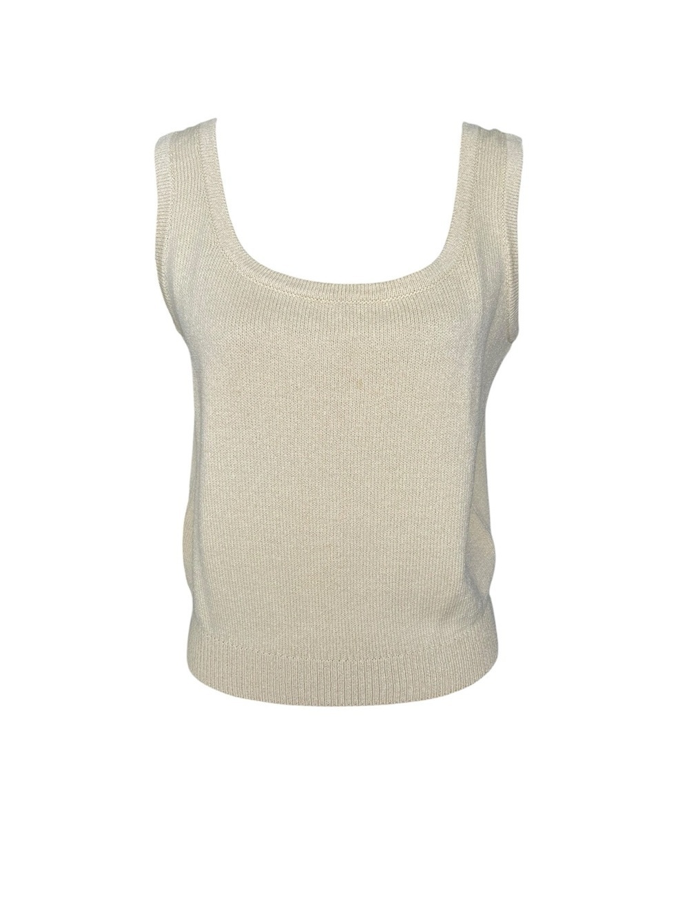 St John Collection Knit Sweater Sleeveless Top Women’s Size S Light Yellow